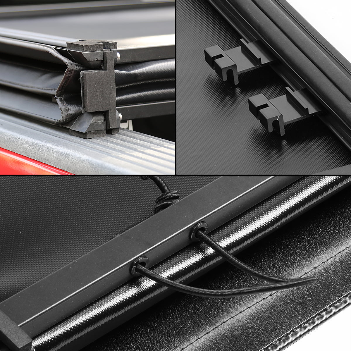 DNA Motoring TTC-TRISOFT-057 For 2014 to 2019 toyota Tundra 6.5' Bed Fleetside Adjustable Tri -Fold Soft Top Trunk Tonneau Enclosure 15 16 17 18