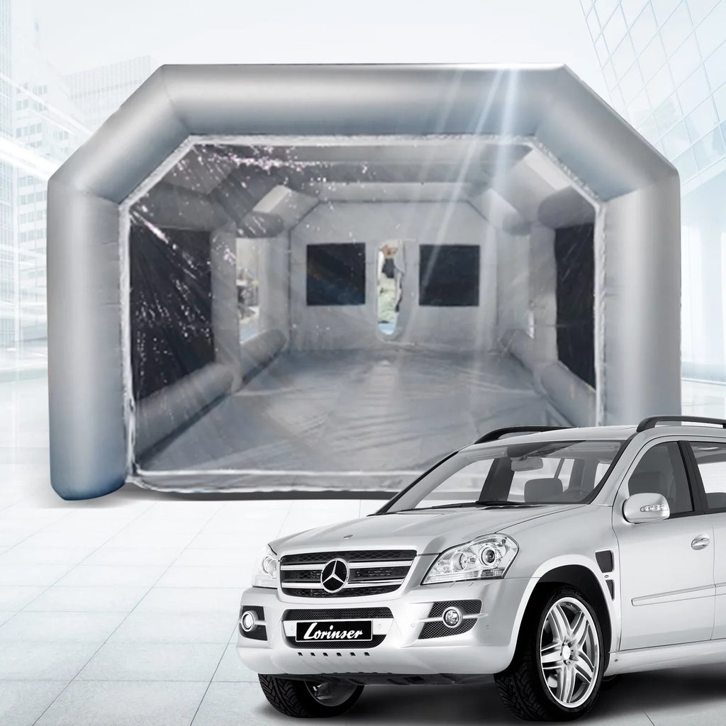 Miumaeov Inflatable Spray Paint Tent Built-in Blower Mobile Portable Giant Paint Spray Booth with Air Filter System and Transparent PVC Windows Inflatable Spray Paint Booth 26x13x10ft