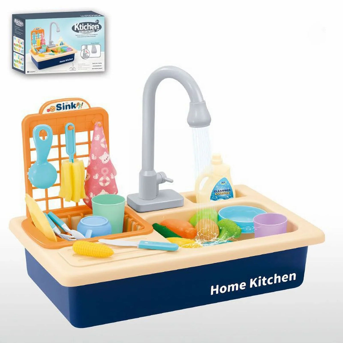 Kitchen Sink Toys Children Electric Dishwasher Playing Toy With Running Water Automatic Water Cycle System Play House Pretend Role Play Toys for Boys Girls Alphabet Board Game Board for Toddlers