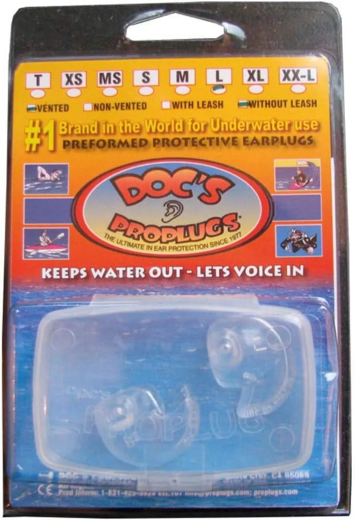 Doc's ProPlugs (pair) Clear, Vented - X-Small