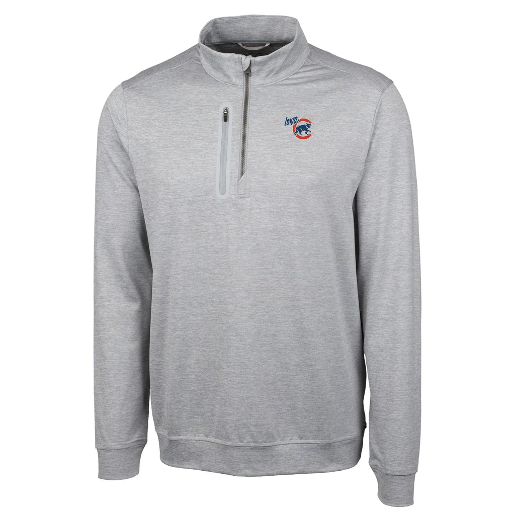 Men's Cutter & Buck Gray Iowa Cubs Big & Tall Stealth Heathered Quarter-Zip Pullover Top