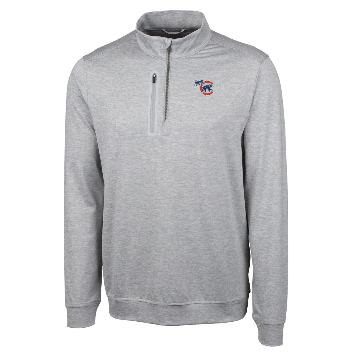 Men's Cutter & Buck Gray Iowa Cubs Big & Tall Stealth Heathered Quarter-Zip Pullover Top