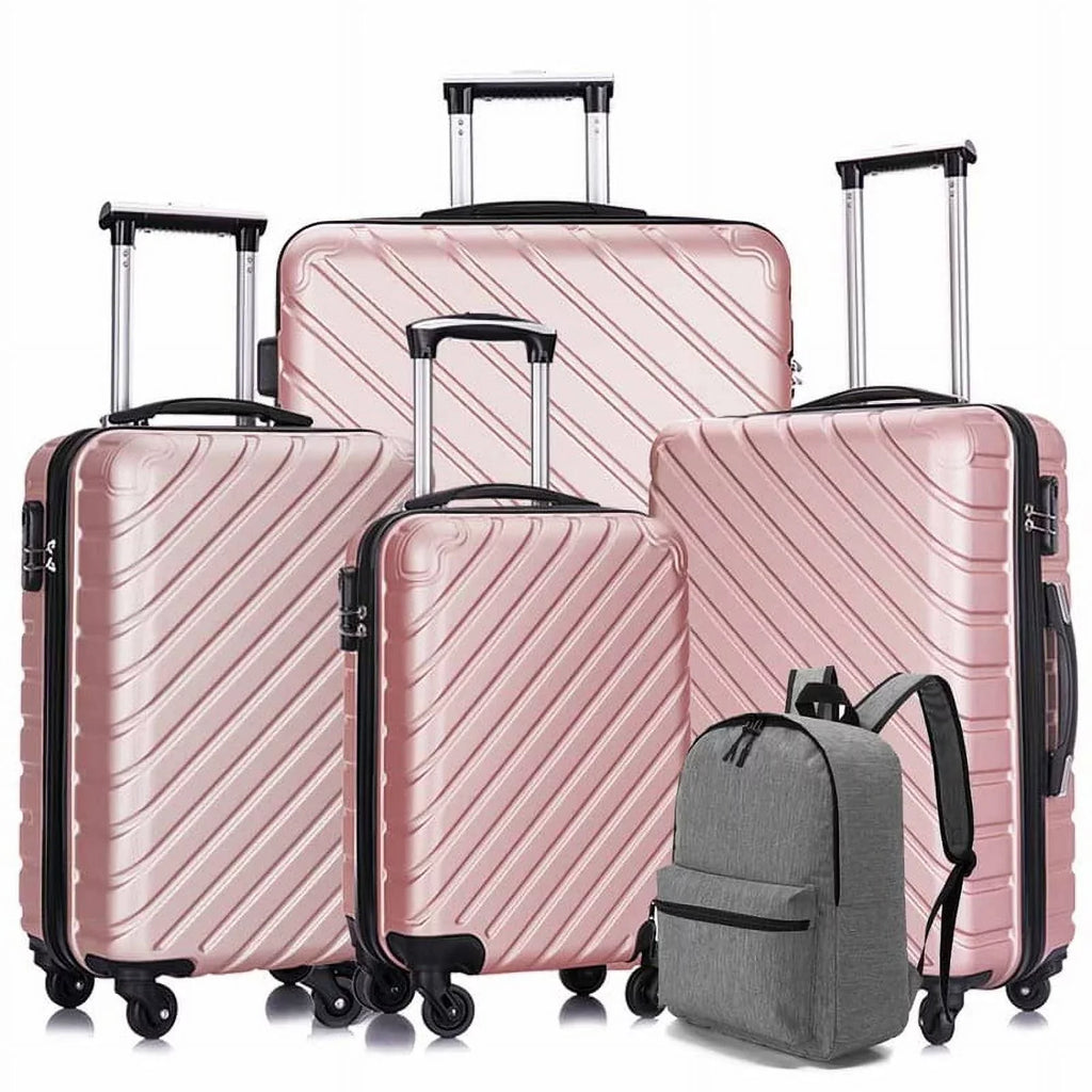 4 Piece Hardshell Luggage Sets,Travel Suitcase,Carry On Luggage with Spinner Wheels Free Enclosure Inside rose gold