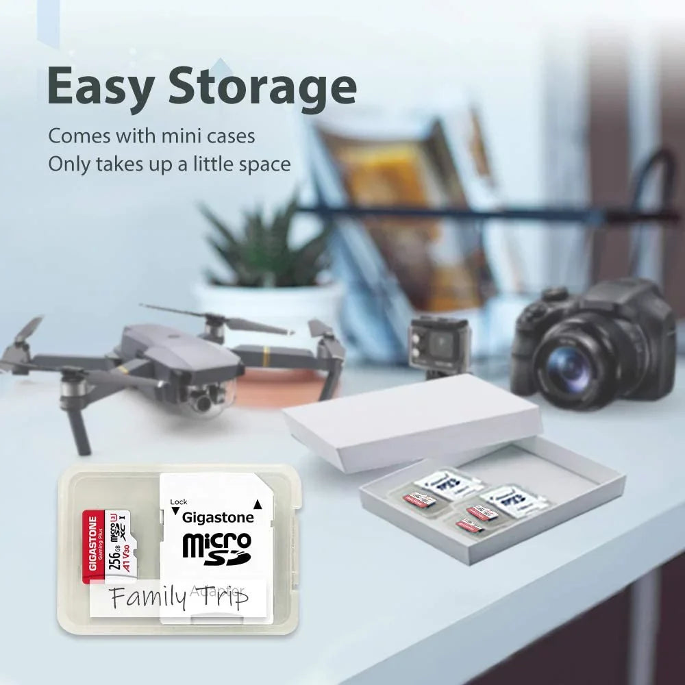 Gigastone 256GB Micro SD Card, Gaming Plus, A1 V30, for Nintendo Switch, High Speed 100MB/s, 4K Video Recording, compatible with Nintendo Switch Dash Cams GoPro Cameras