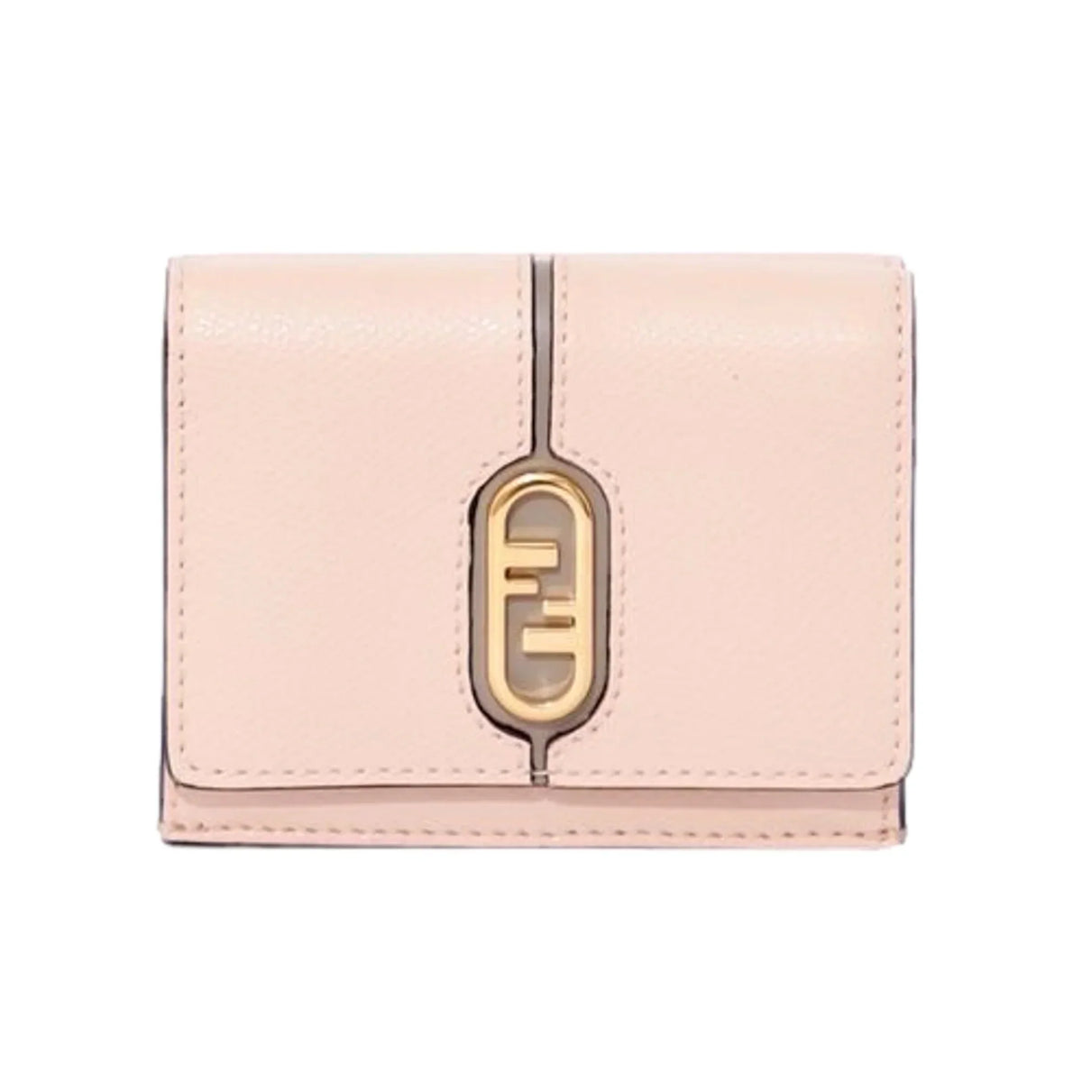 Fendi O'Lock Wallet Micro Trifold Rose Pink Tortora Gray Calf Leather