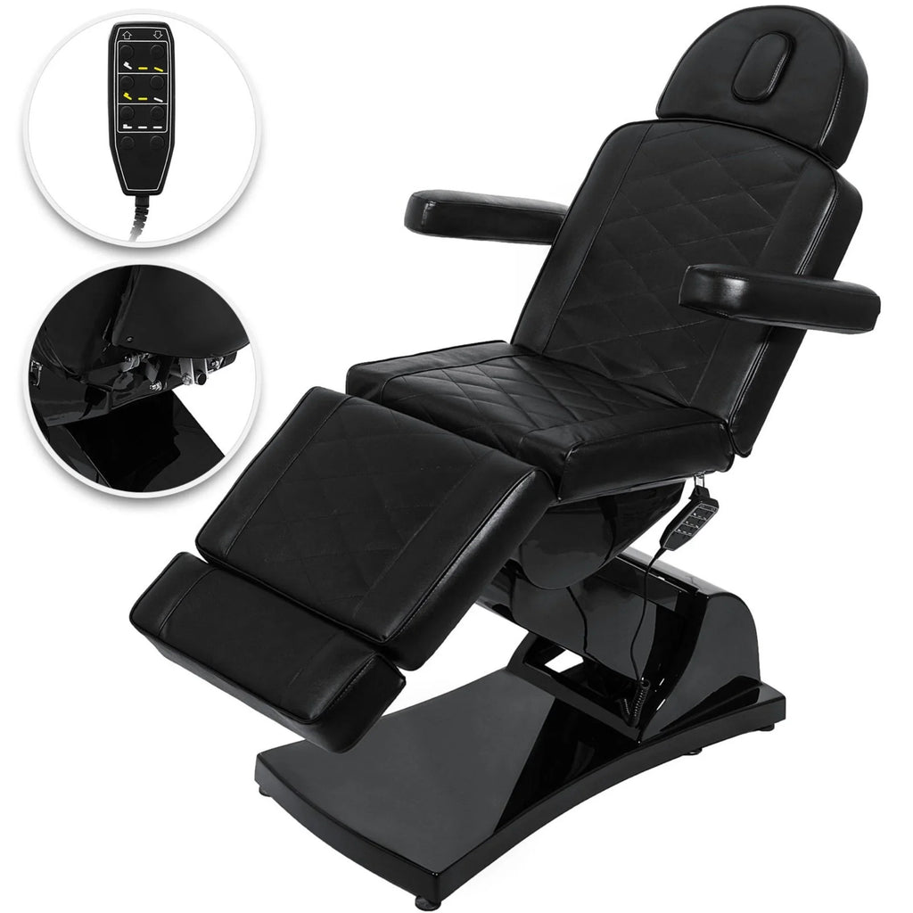 VEVOR 4 Motors Electric Facial Chair Full Electrical Massage Table Dental Bed Aesthetic Adjustable Reclining Chair for Podiatry Tattoo Spa Salon All Purpose Bed Chair (Black)