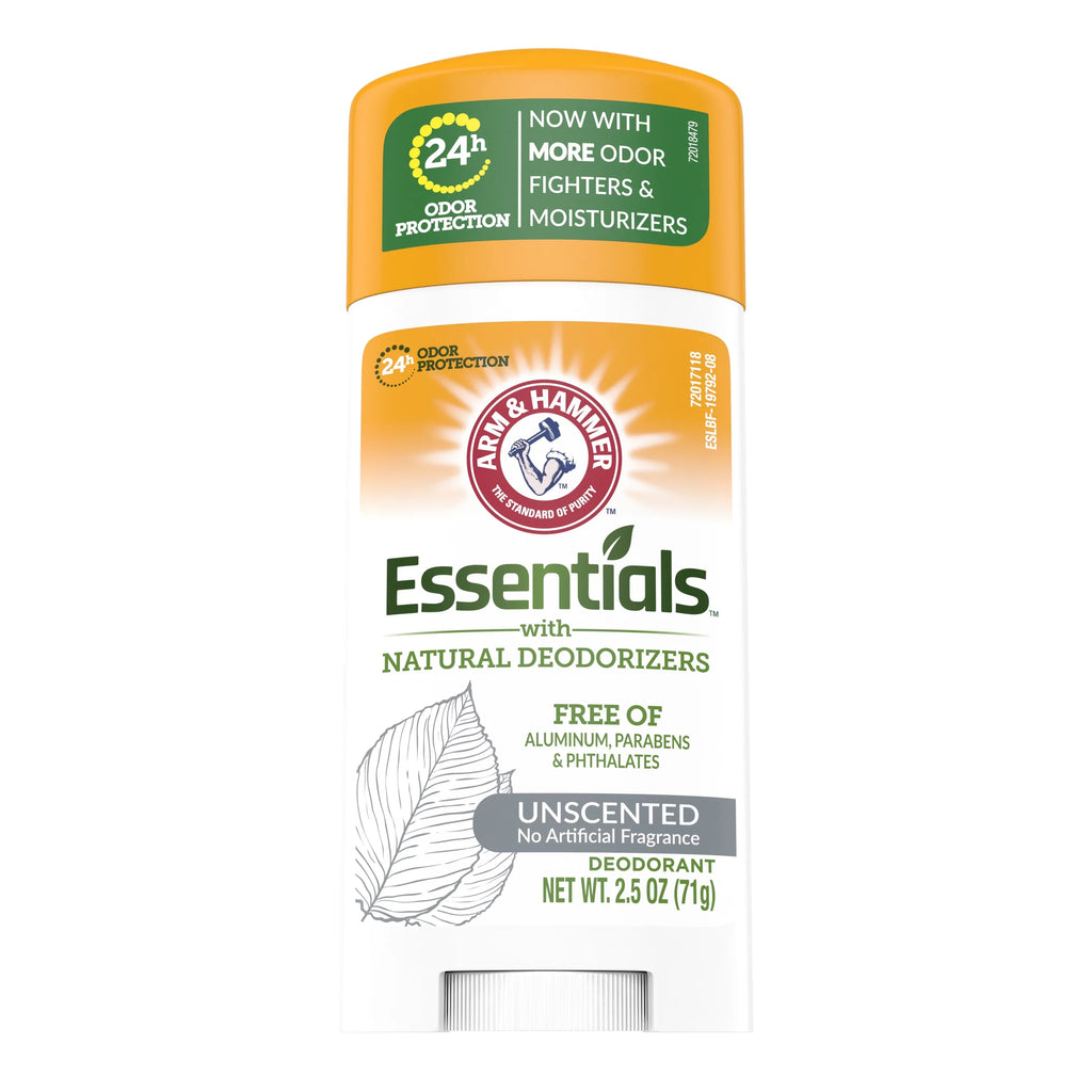 6 Pack Arm & Hammer Essentials Deodorant Sturdy Unscented 2.5 Ounce Each