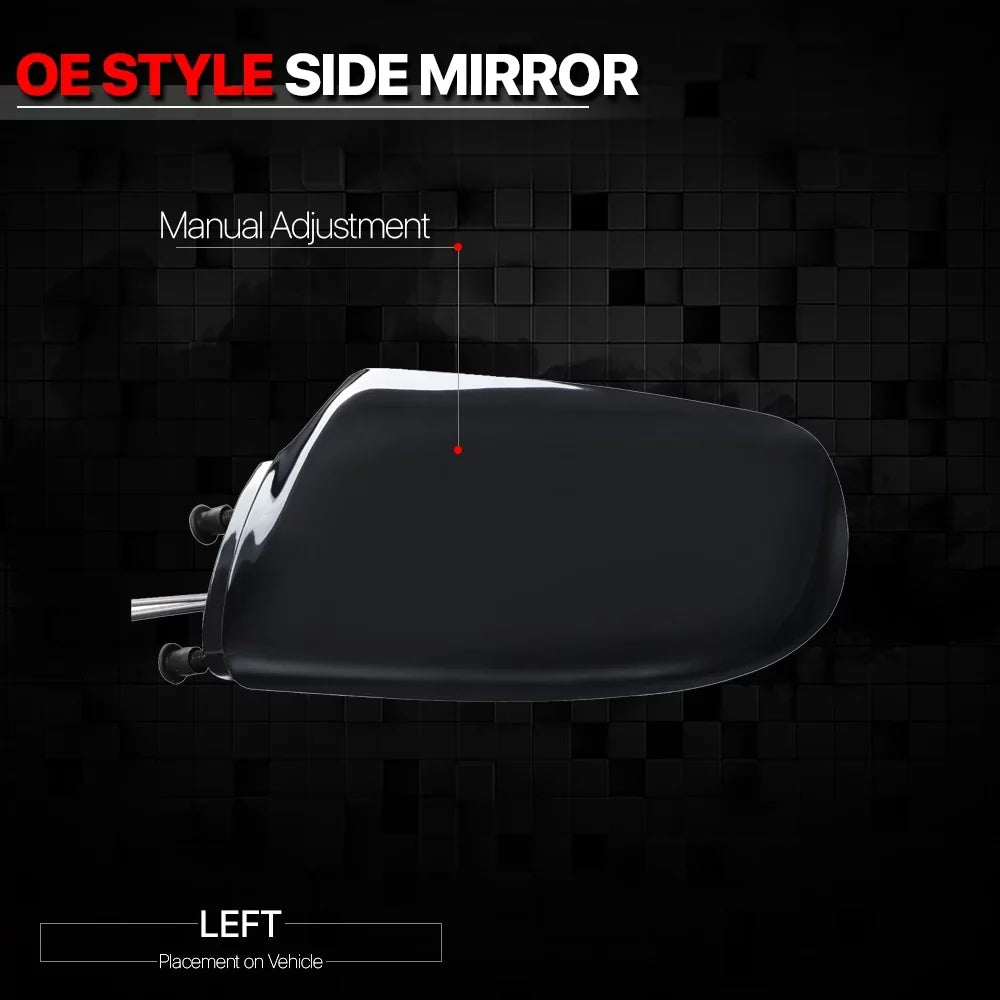 For 1988 to 1994 Cavalier/Sunbird Left Driver Side Car Mirror Manual Operated Rear View Door Espejos 89 90 91 92 93