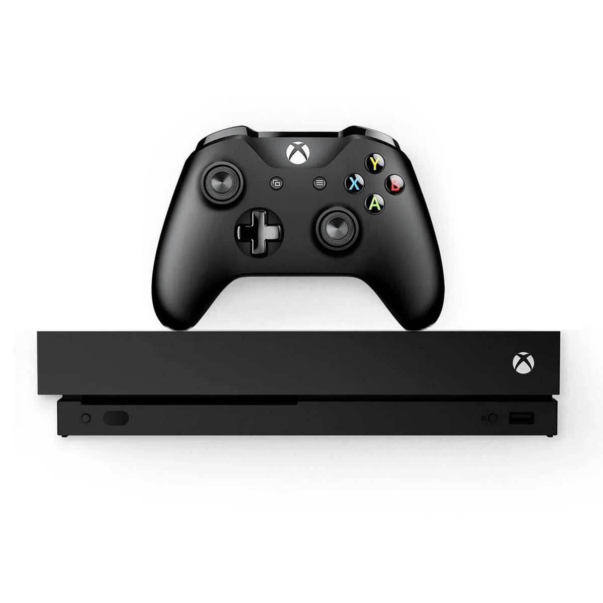 Pre-Owned Microsoft Xbox One X 1TB with 2 Controller, 4K Ultra HD Black with BOLT AXTION Cleaning Kit HDMI Bundle (Refurbished: Like New)