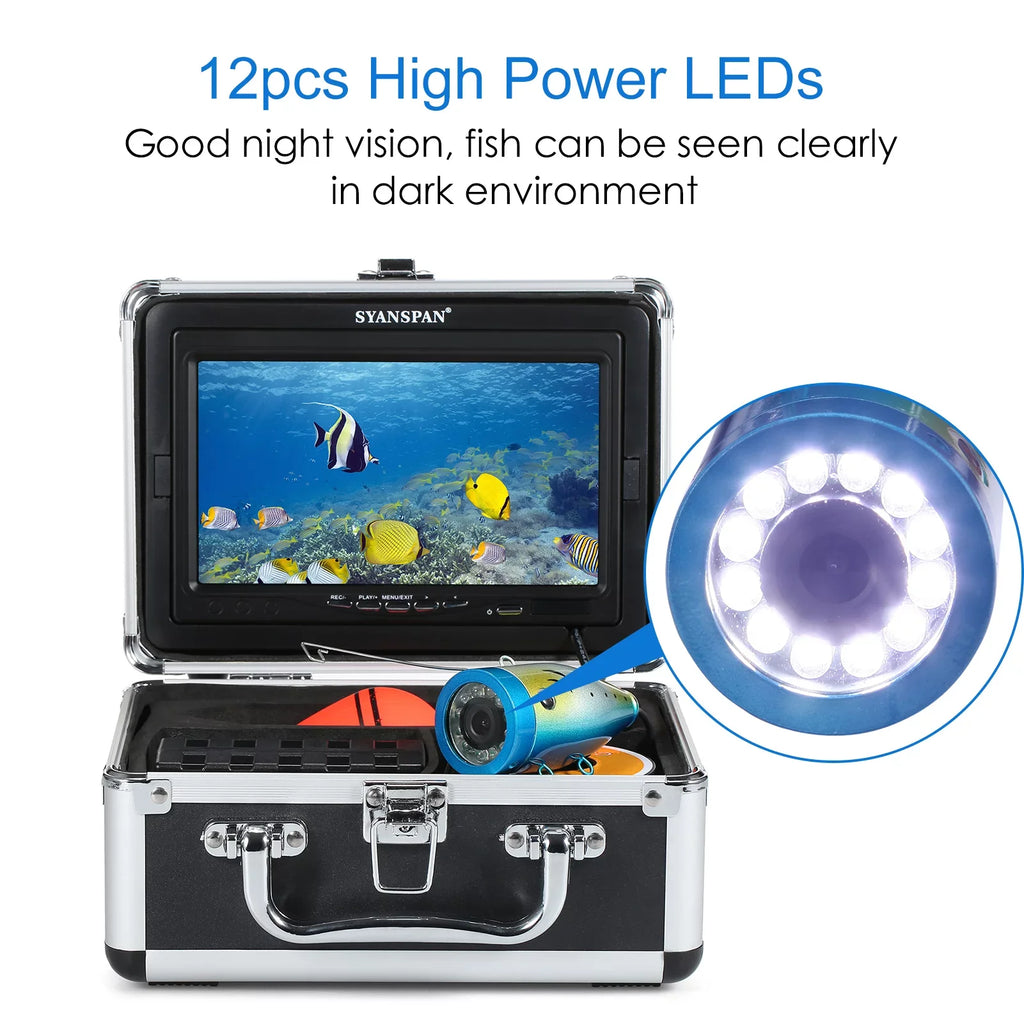 Pristin Underwater camera,15M/30M/50M Cable IP68 Waterproof Sea Lake IP68 Waterproof Sea Fish 12LEDs 7Inch/9Inch Camera Fish Sea Lake Boat 7Inch/9Inch LCD Display LCD Display 15M/30M/50M 7 /9 LCD