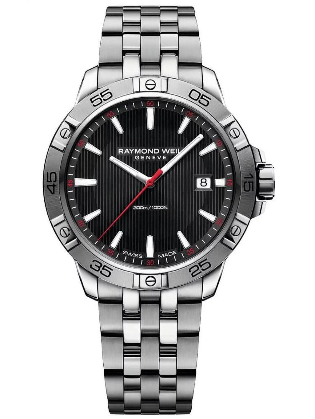 Raymond Weil Men's Tango 41mm Steel Bracelet & Case Quartz Black Dial Analog Watch 8160-ST2-20001