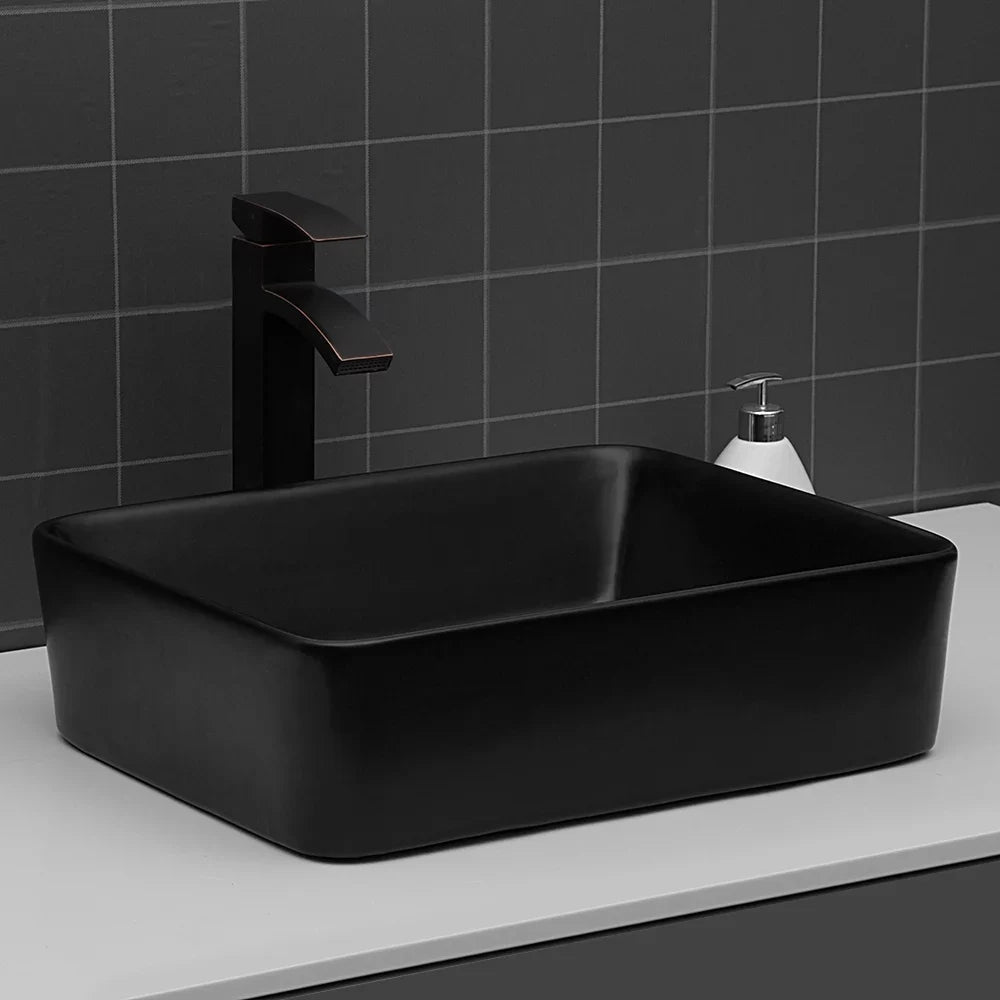 CoSoTower 19"X15" Black Ceramic Rectangular Vessel Bathroom Sink