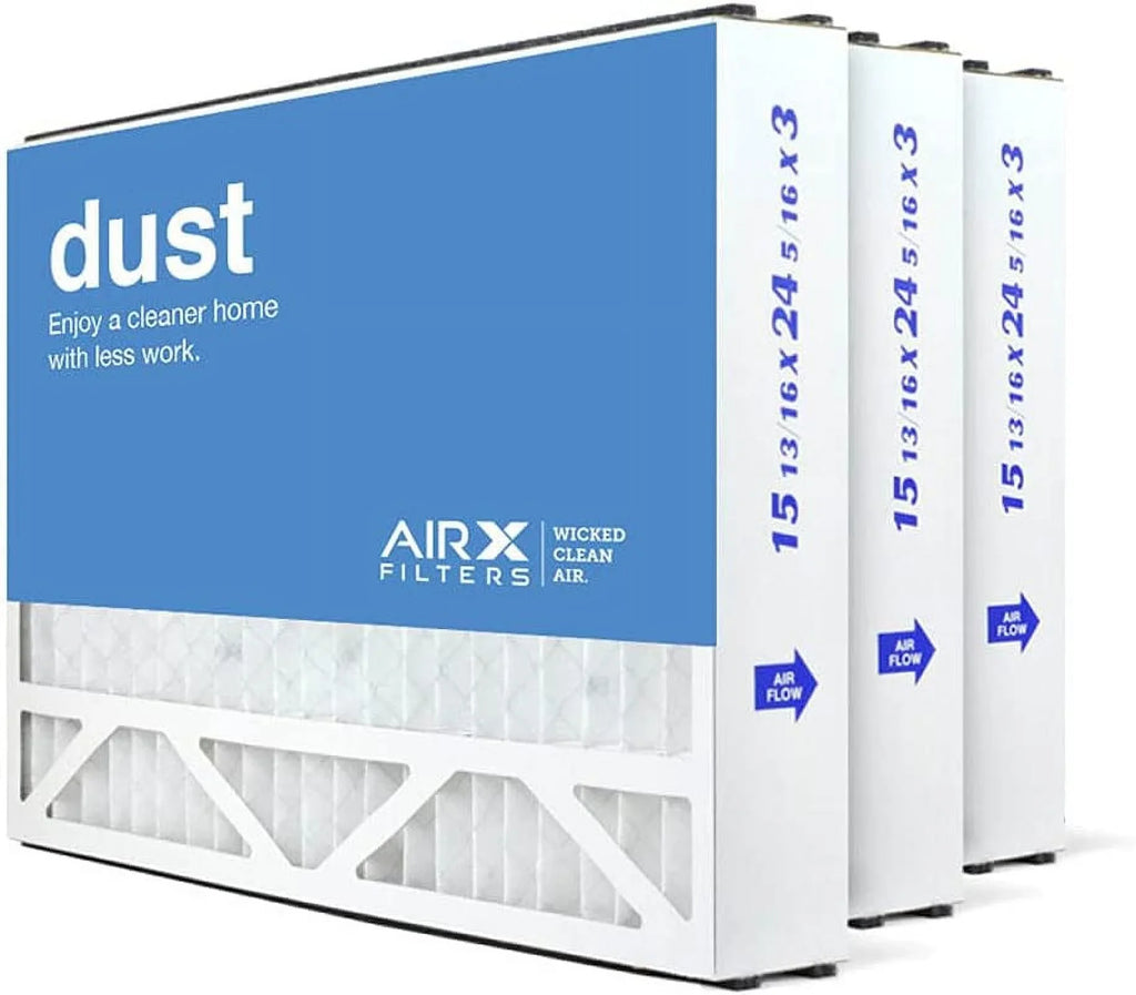 16x25x3 MERV 8 HVAC AC Furnace Air Filter Replacement for Air Bear Trion 255649-101, Dust 3-Pack, Made in the USA