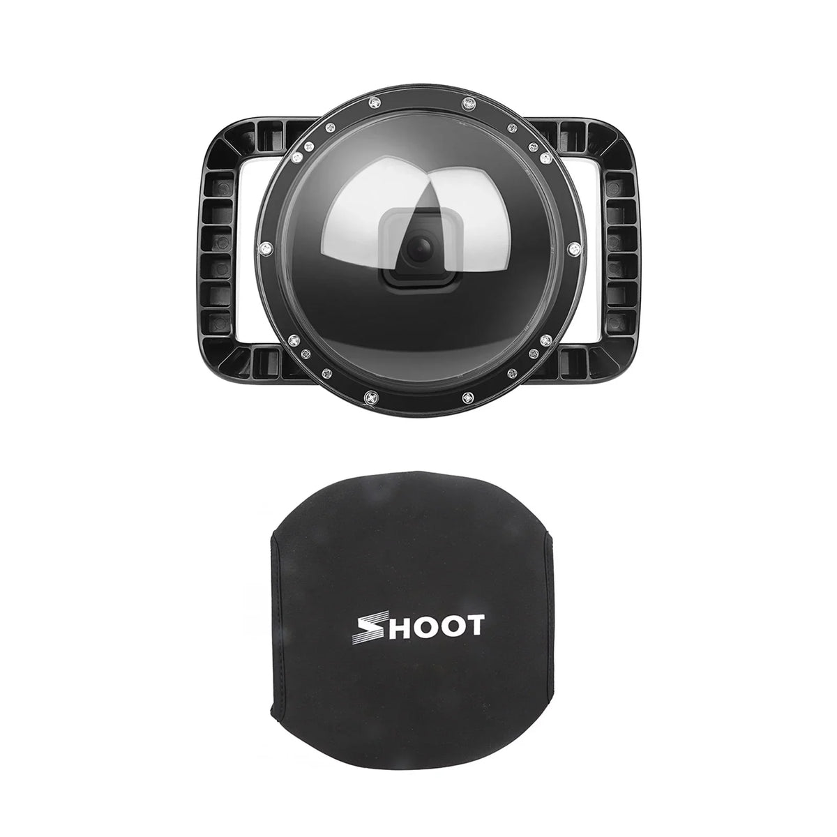 Waterproof Dome Port Case for 9 Black and 10 SHOOT XTGP559, Dual Handle, 45m Waterproof, 180° Wide Angle