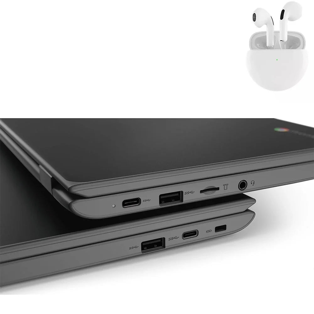 Restored Lenovo 100e Laptop 11.6" Intel Processor 4GB RAM 64GB SSD Windows 10 Pro with Wireless Earbuds (Refurbished)