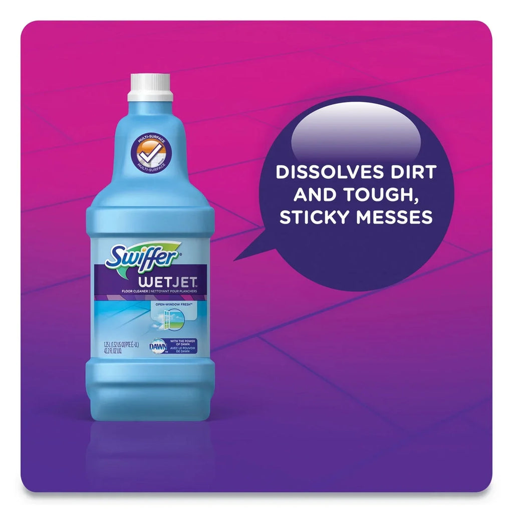 Swiffer Wetjet System Cleaning-Solution Refill, Plank Cleaners Fresh Scent, 1.25 L Bottle, 4/Carton - PGC77810
