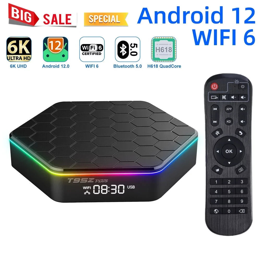 Jahy2Tech Quad Core 8K HD Video 64GB Memory 6K Stream Player 2023 T95Z Plus Smart Android 12.0 TV Box