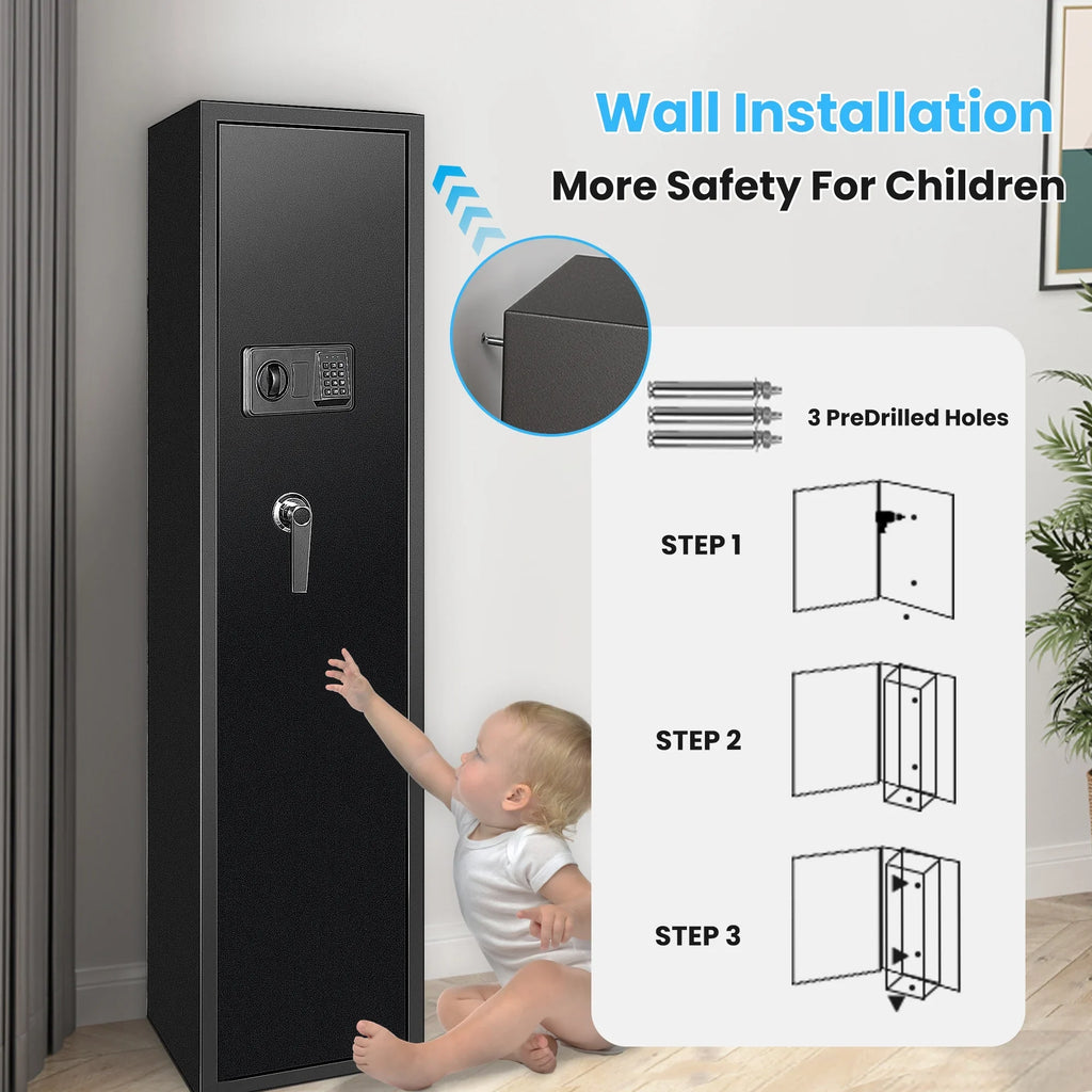 SULIVES 5-7 Gun Safes: Rifle, Shotgun Security with Password Lock, Quick Access Cabinet, Removable Shelf, Thickened Arrangement and Bullet Rack