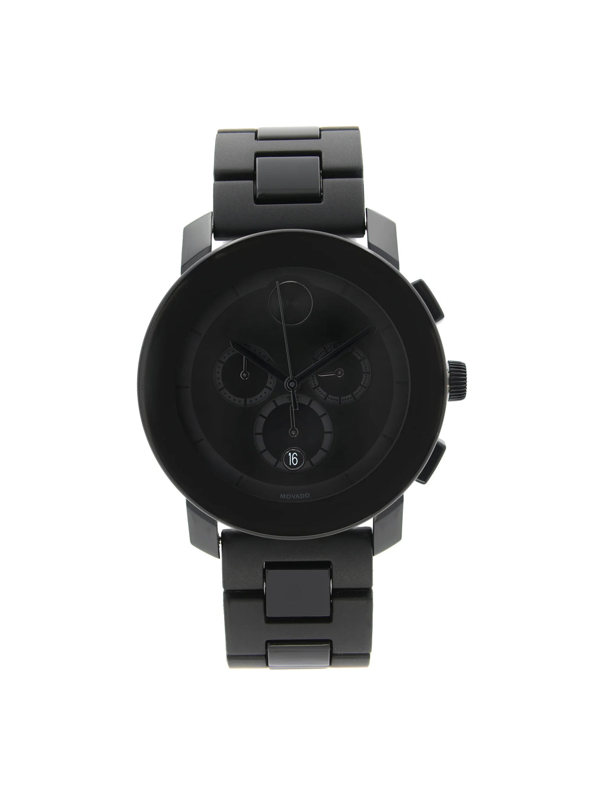 Movado Bold 43mm Steel Plastic Resin Black Dial Quartz Mens Watch 3600048