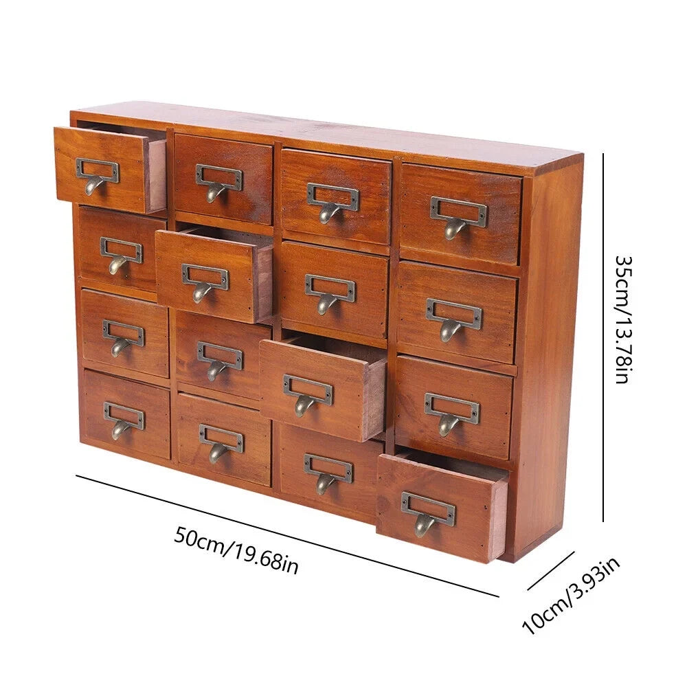 Plank Apothecary Medicine Cabinet 16 Drawers Label Holder Organizer Card Catalog 16 Drawers Plank Apothecary Medicine Cabinet Label Holder Organizer Card Catalog