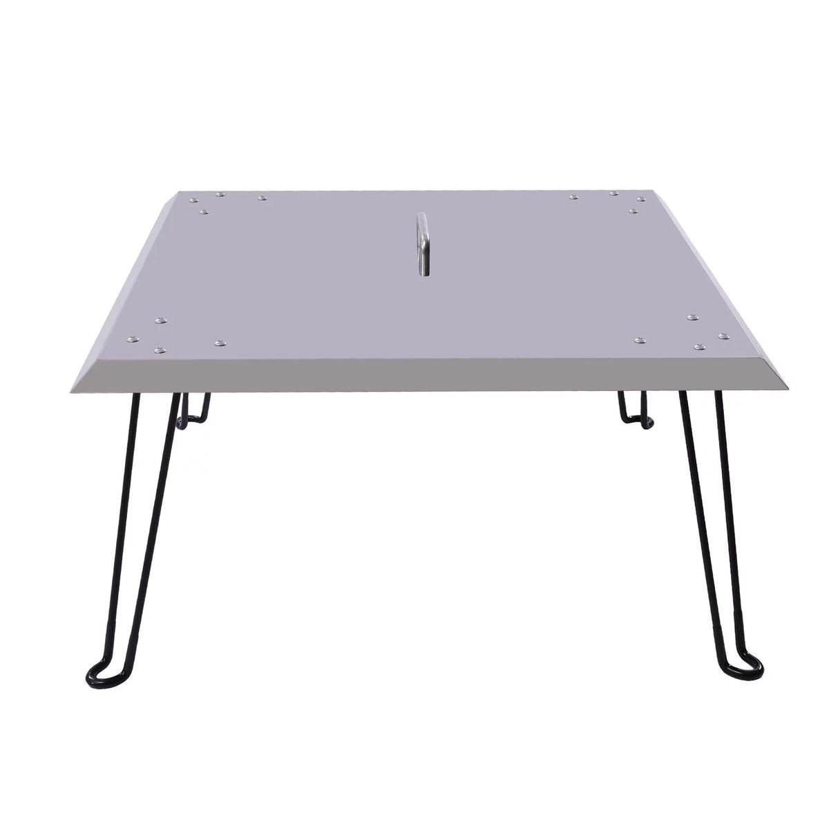 Miumaeov Square Fire Pit Burner Shield to Push Heat Down and Out Fire Pit Heat Deflector 24*24in with Foldable Legs Stainless Steel