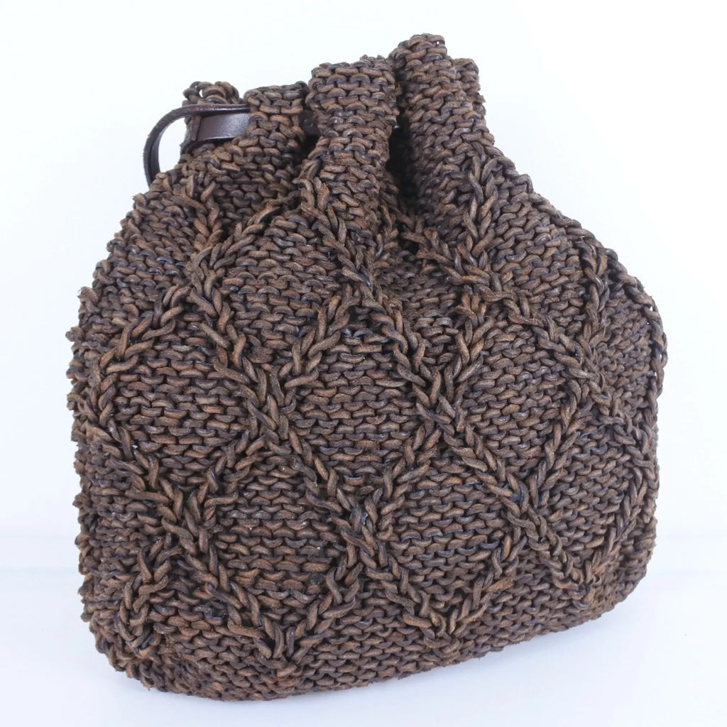Pre-Owned Chanel Mesh Braided Leather Brown Women's Shoulder Bag (Good)