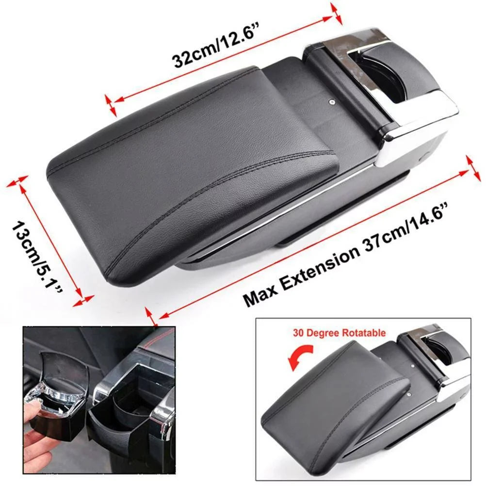 YIYIBYUS Car Central Container Armrest Center Console Storage Box Leather Rotatable Case for 2007-2011 Nissan Versa Tiida Black