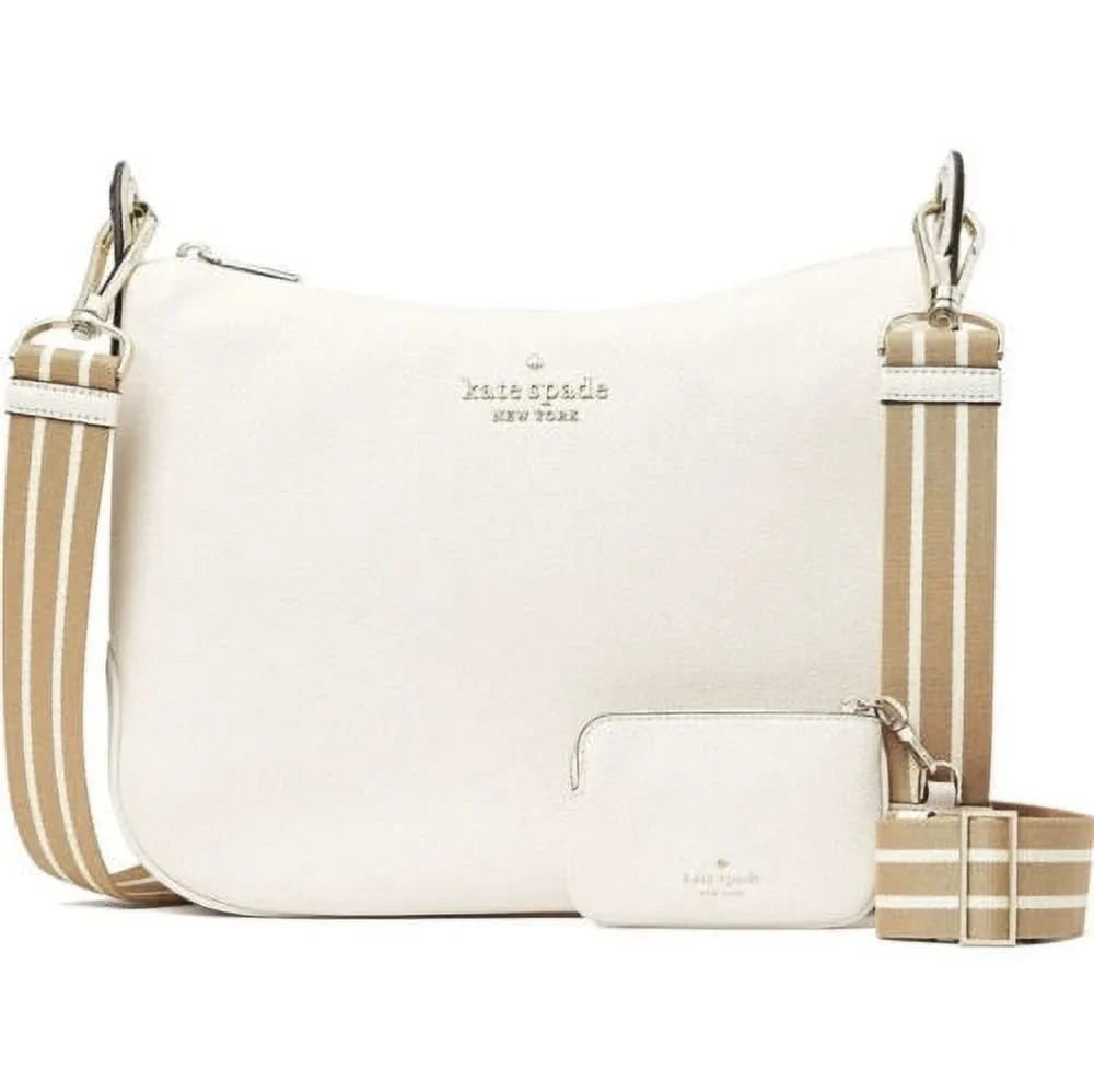 Kate Spade Rosie Large Pebbled Leather Crossbody Bag + Zip Pouch Parchment