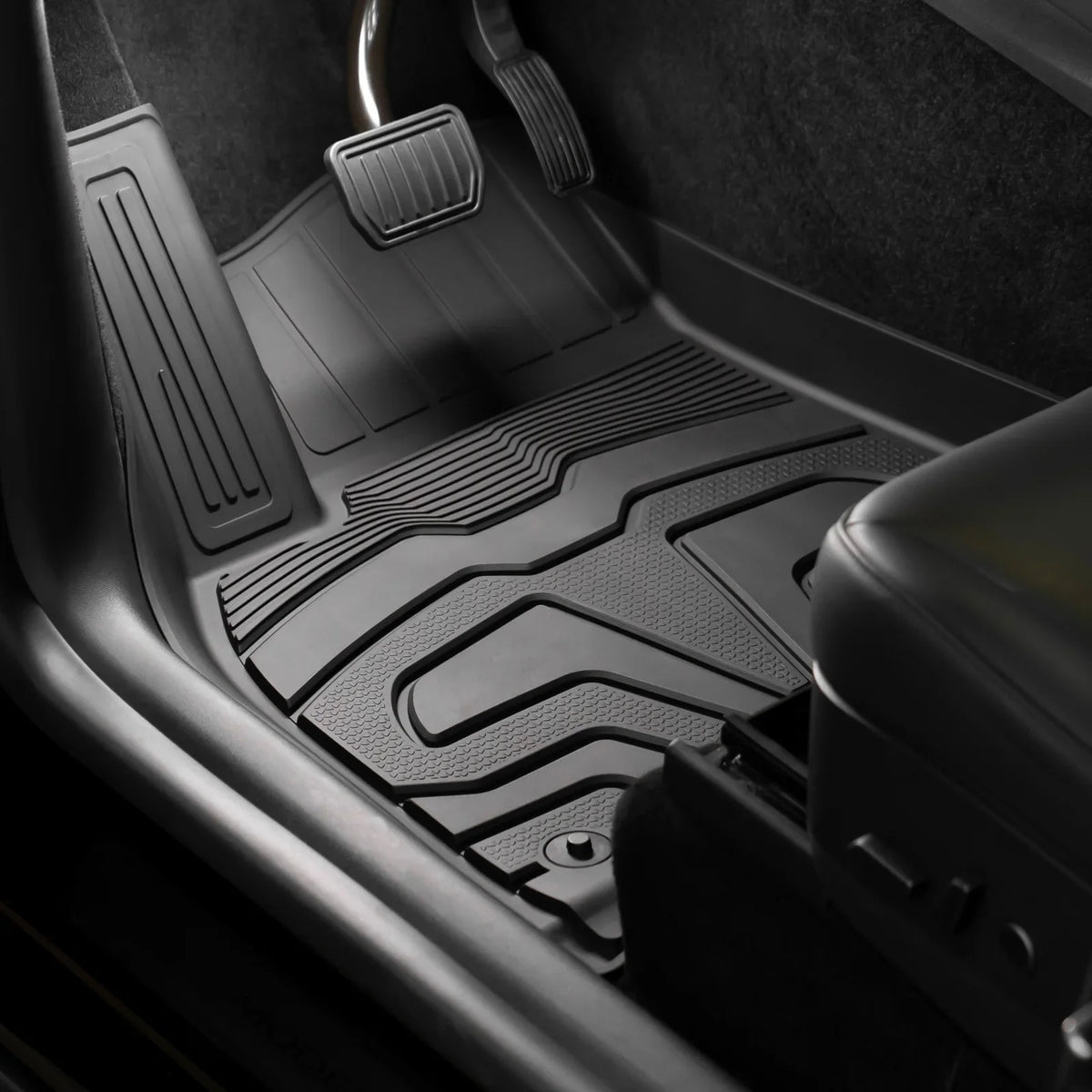 Ikon Motorsports 3D TPE Floor Mats + Trunk Mat Compatible with 2020-2023 Tesla Model Y, All Weather Floor Liners, Front & 2nd Row Full Set Custom Protection Heavy Duty Rear Tray Cargo Mats, Black