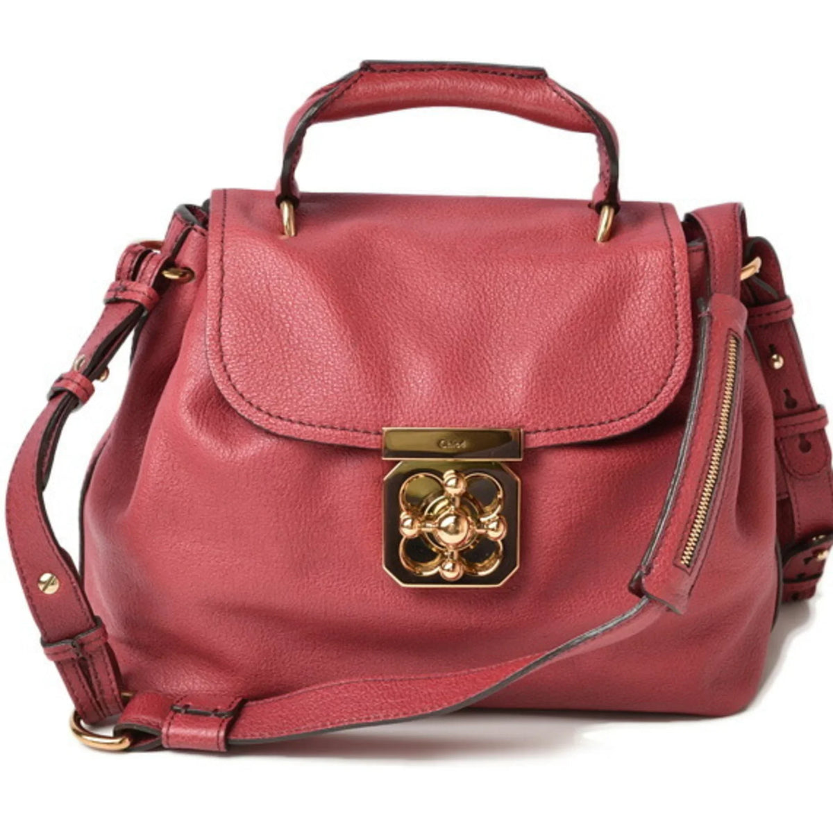 Pre-Owned Chloé Chloe handbag shoulder bag 2way ELISIE Elsie leather Bordeaux (Good)