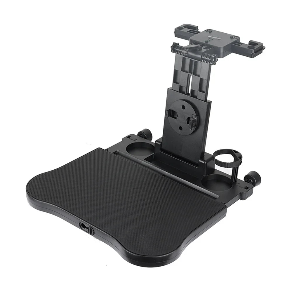 Multifunctional Car Back Seat Table: Adjustable Travel Tray with Phone Holder - Foldable, Ideal for Working, Writing, Eating - Convenient Black Arrangement