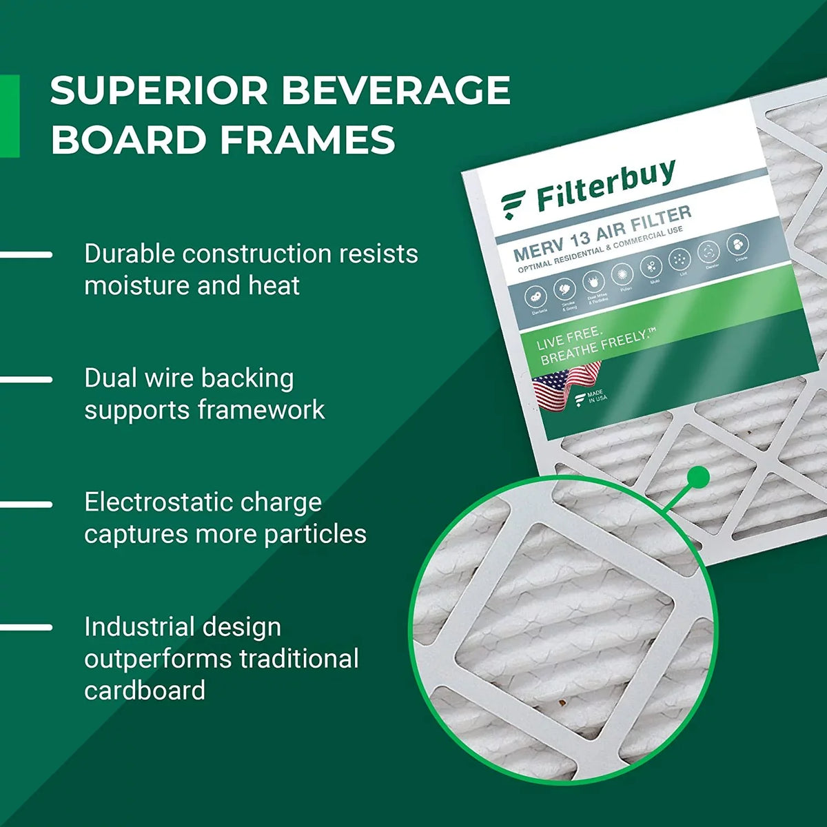 Filterbuy 10x24x1 MERV 13 Pleated HVAC AC Furnace Air Filters (1-Pack)