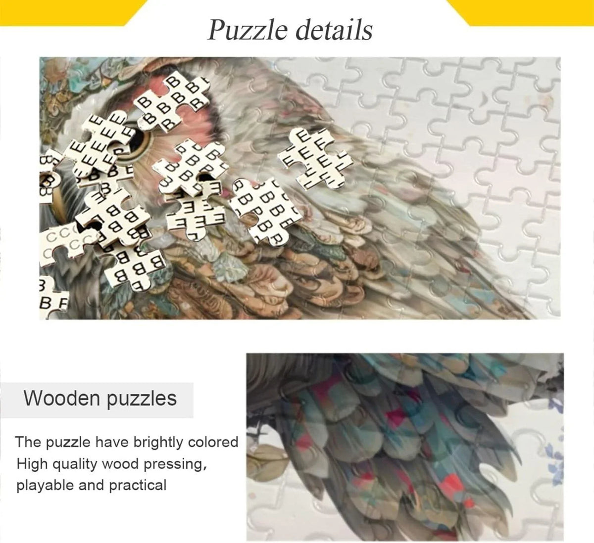 500 PCS Art Floral Owl Jigsaw Puzzle, Paper Timber Composite Material Zigsaw with Storage Bag, Puzzle for Adults, Fun Challenging Brain Exercise Family Game Gift for Kids Friends Parents