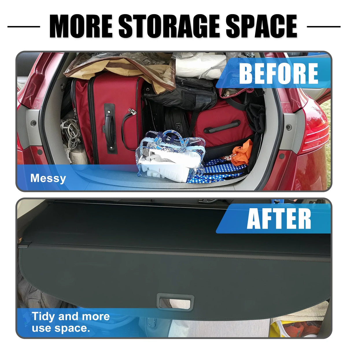 Unique Bargains Retractable Cargo Enclosure Rear Trunk Enclosure Shield Shade Ajustable Fit for Nissan Rogue 2021-2024 Black