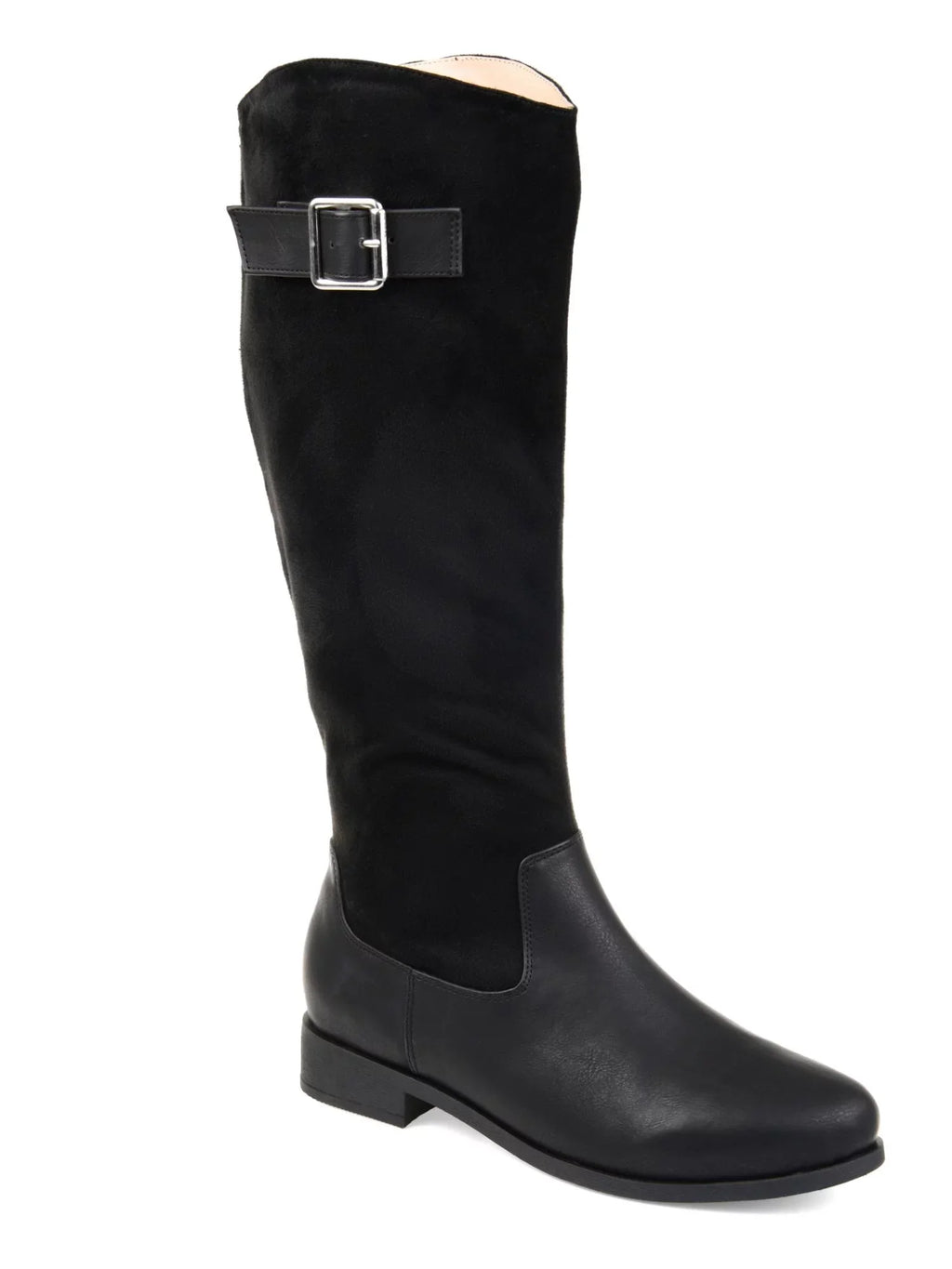 JOURNEE COLLECTION Womens Black Goring Buckle Accent Convenience Frenchy Almond Toe Block Heel Zip-Up Riding Boot 8.5 WC