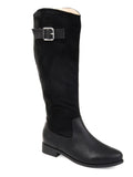 JOURNEE COLLECTION Womens Black Goring Buckle Accent Convenience Frenchy Almond Toe Block Heel Zip-Up Riding Boot 8.5 WC