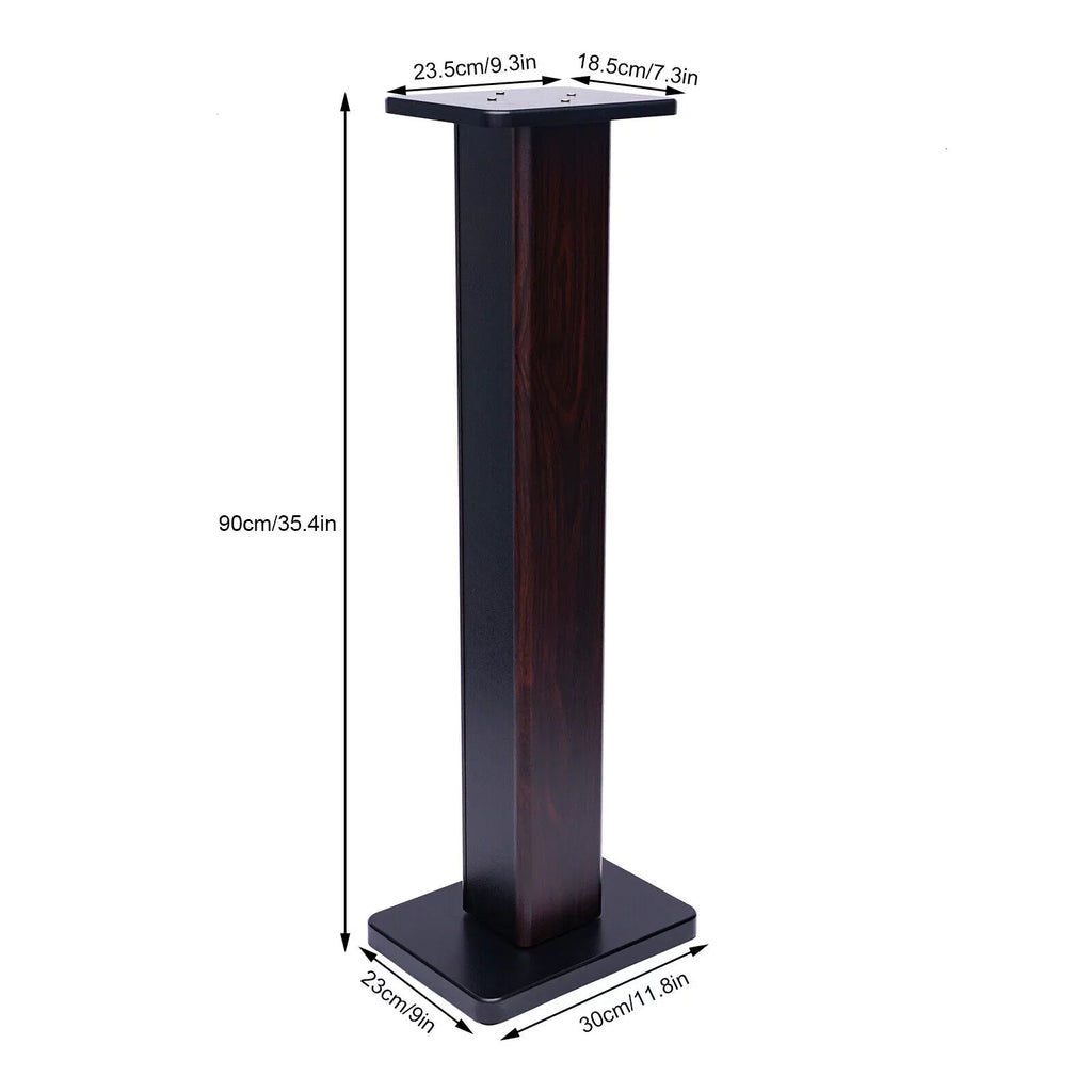 1 Pair Black Walnut Timber Speaker Stands for Surround Sound & Book Shelf Speakers 36"