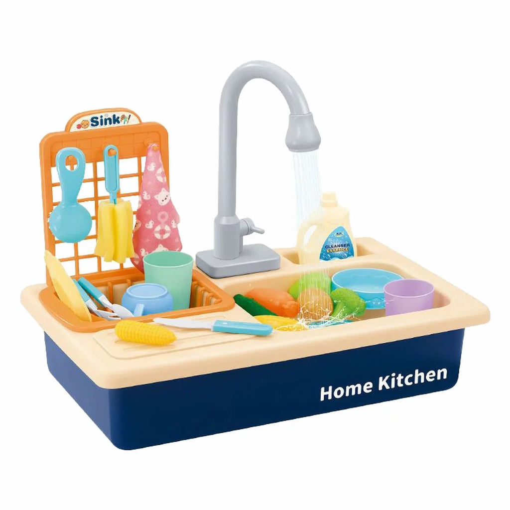 Kitchen Sink Toys Children Electric Dishwasher Playing Toy With Running Water Automatic Water Cycle System Play House Pretend Role Play Toys for Boys Girls Alphabet Board Game Board for Toddlers