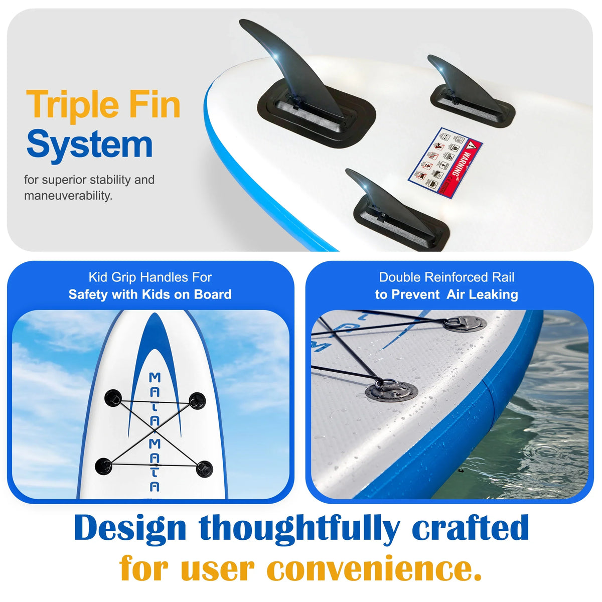 MATA MATA Blue Stream 10' Stand Up Paddle Board with Premium SUP Accessories & Backpack, Non-Slip Deck, Waterproof Bag, Leash Paddle, and Hand Pump