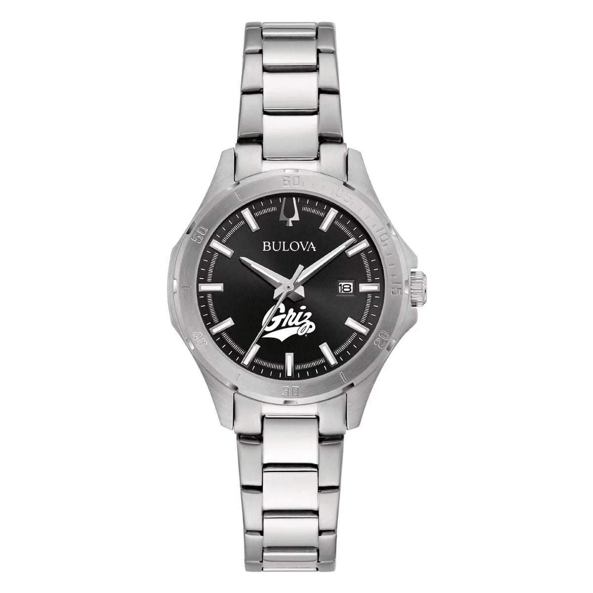 Women's Bulova Black Montana Grizzlies Stainless Steel Sport Classic Watch