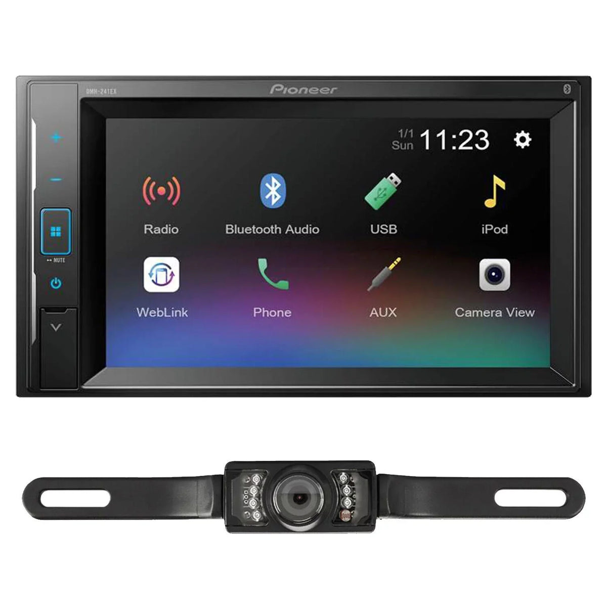 Pioneer DMH-241EX Touchscreen Digital Media Receiver with Bluetooth + License Plate Backup CameraPioneer DMH-241EX Touchscreen Digital Media Receiver with Bluetooth + License Plate Backup Camera