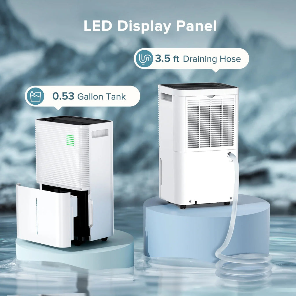 KISSAIR 45 Pint Dehumidifiers with handle, Dehumidifier with Drain Hose, 3 Operation Modes, 24H Timer, Portable Dehumidifier for Basement/Bathroom/Laundry Room
