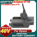 2-In-1 Battery Adapter for Makita 40V Lion Battery Convert to for Dyson V7&V8 Battery, SV11, V7 Motorhead, Car+Boat, Absolute, Animal, Absolute, Fluffy, V8 Motorhead, Carbon Fiber, Slim vacuum