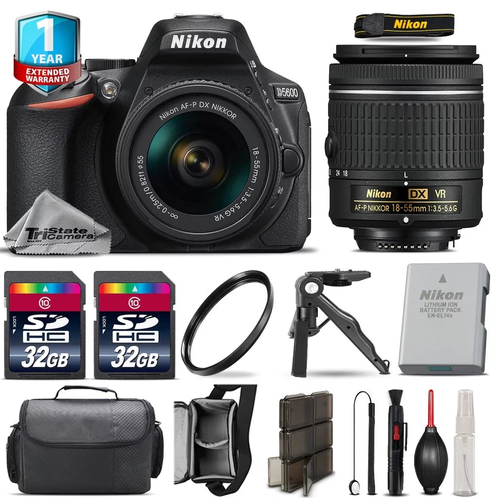 Nikon D5600 DSLR Camera + 18-55mm VR + 1yr Warranty + Canon Case + UV - 64GB Kit
