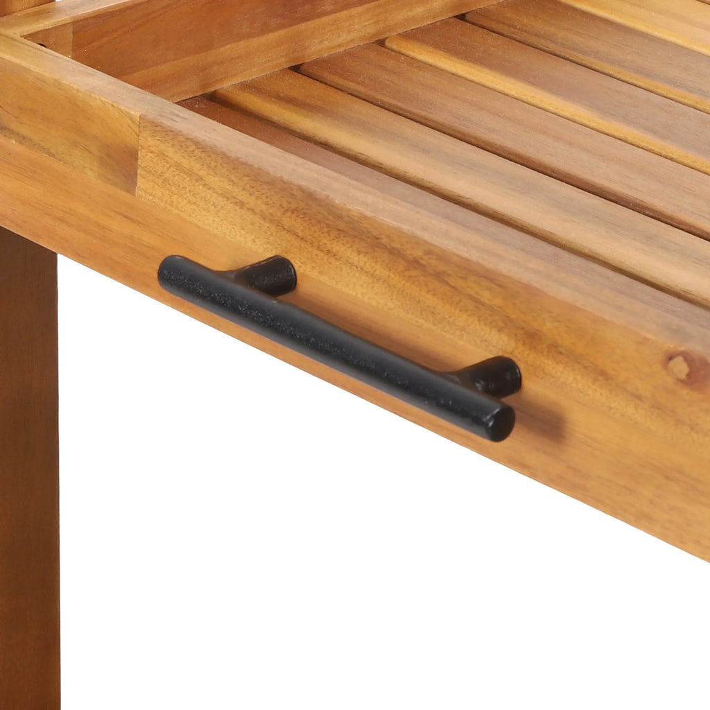 GDF Studio Bonneau Outdoor Acacia Plank 2 Tiered Bar Cart with Bottle Holders, Teak and Black
