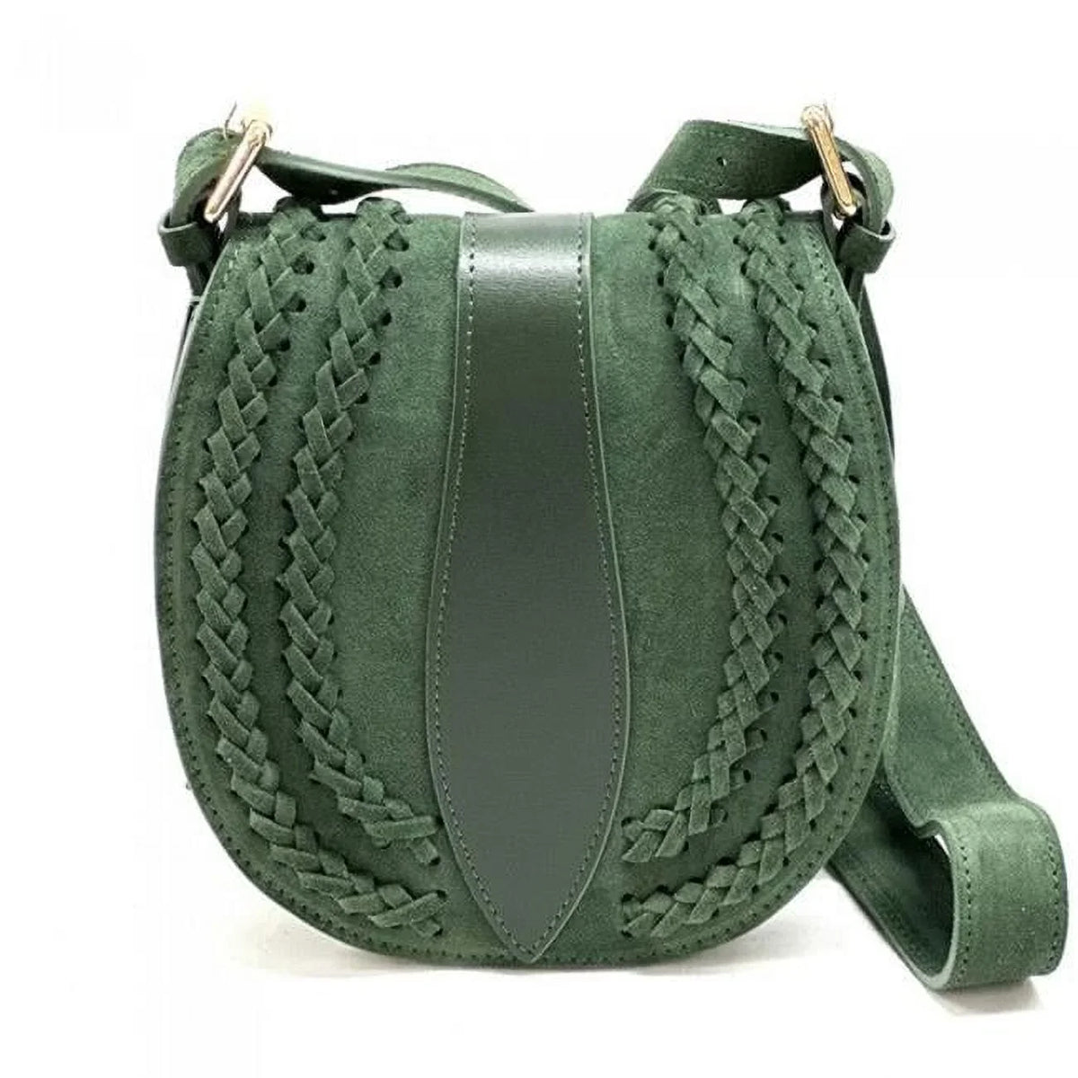 Italian Artisan Lara Womens Vintage Suede Leather Messenger Bag, Light Green - Small