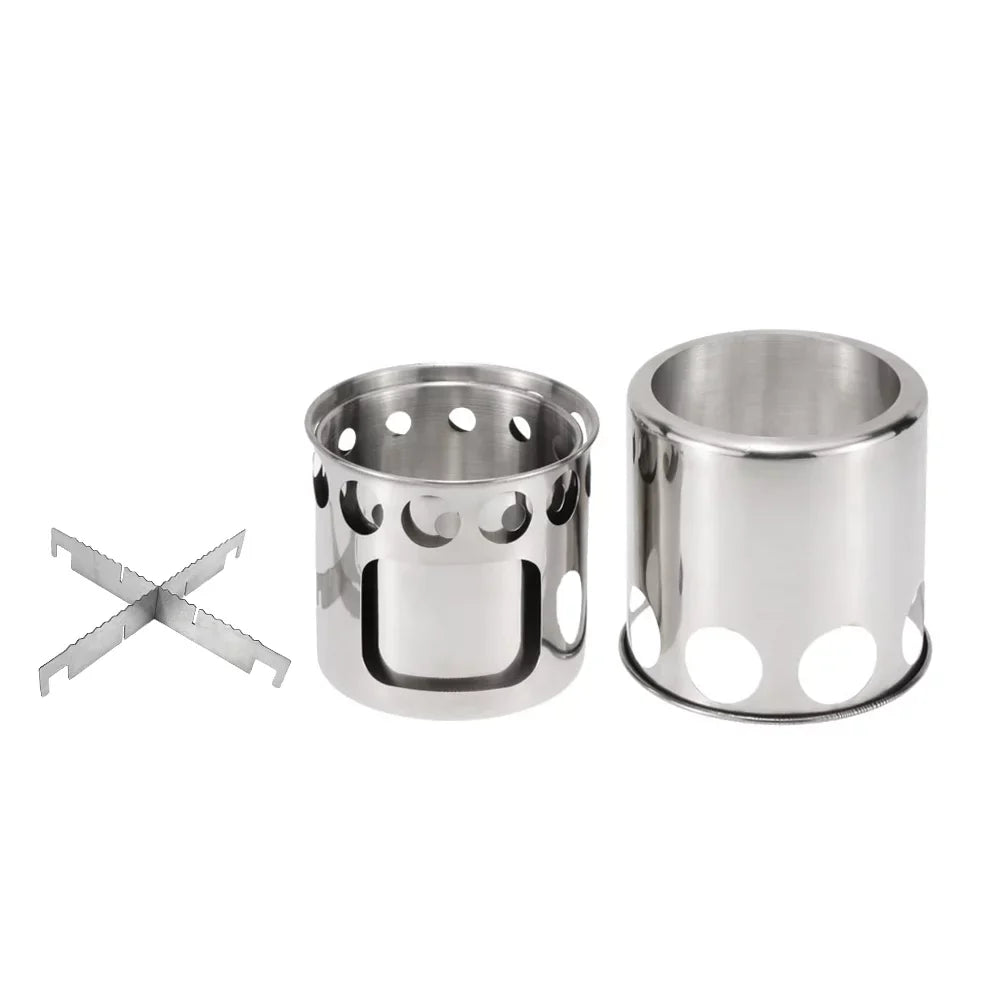 Arealer Portable Camping Stove Combo Timber Burning Stove and Cooking Pot Set for Backpacking Fishing Hiking