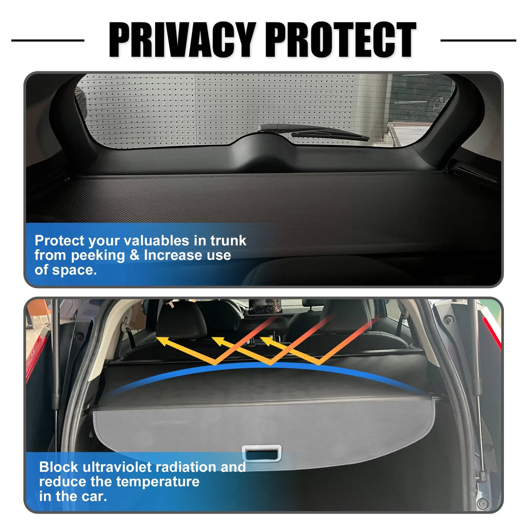 Unique Bargains Retractable Cargo Enclosure Rear Trunk Enclosure Shield Shade Ajustable Fit for Nissan Rogue 2021-2024 Black