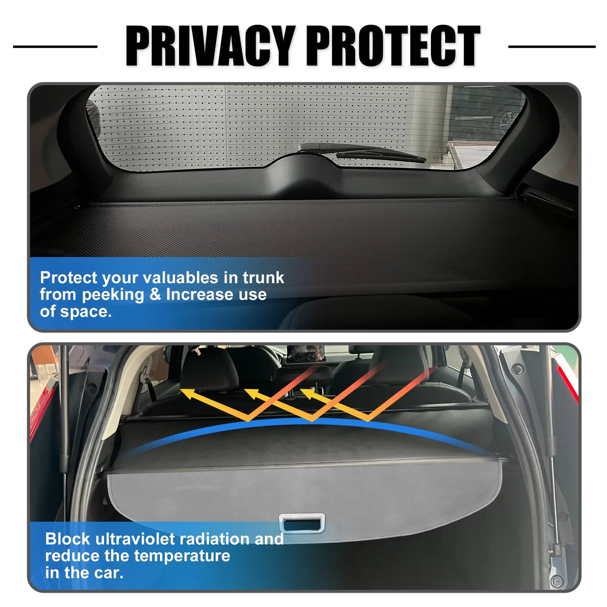 Unique Bargains Retractable Cargo Enclosure Rear Trunk Enclosure Shield Shade Ajustable Fit for Nissan Rogue 2021-2024 Black