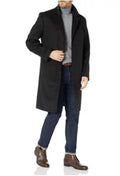 London Fog BLACK Men's Signature Wool-Blend Overcoat, US 40R